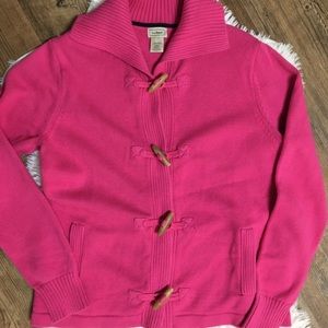 L.L. Bean toggle button pink cardigan sweater